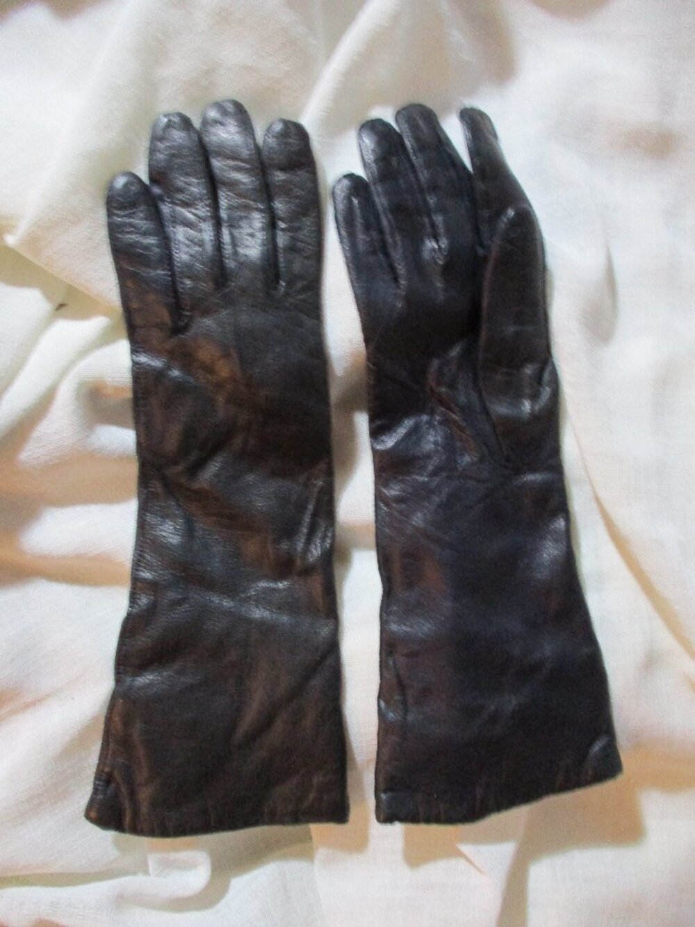 Vintage MACY ASSOCIATES Genuine Leather Lined Gloves BLACK 6.5 Made in ITALY